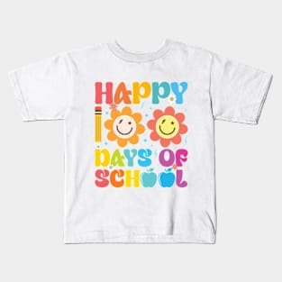 Happy 100 Days Of School Retro Groovy Teacher Student Kids T-Shirt